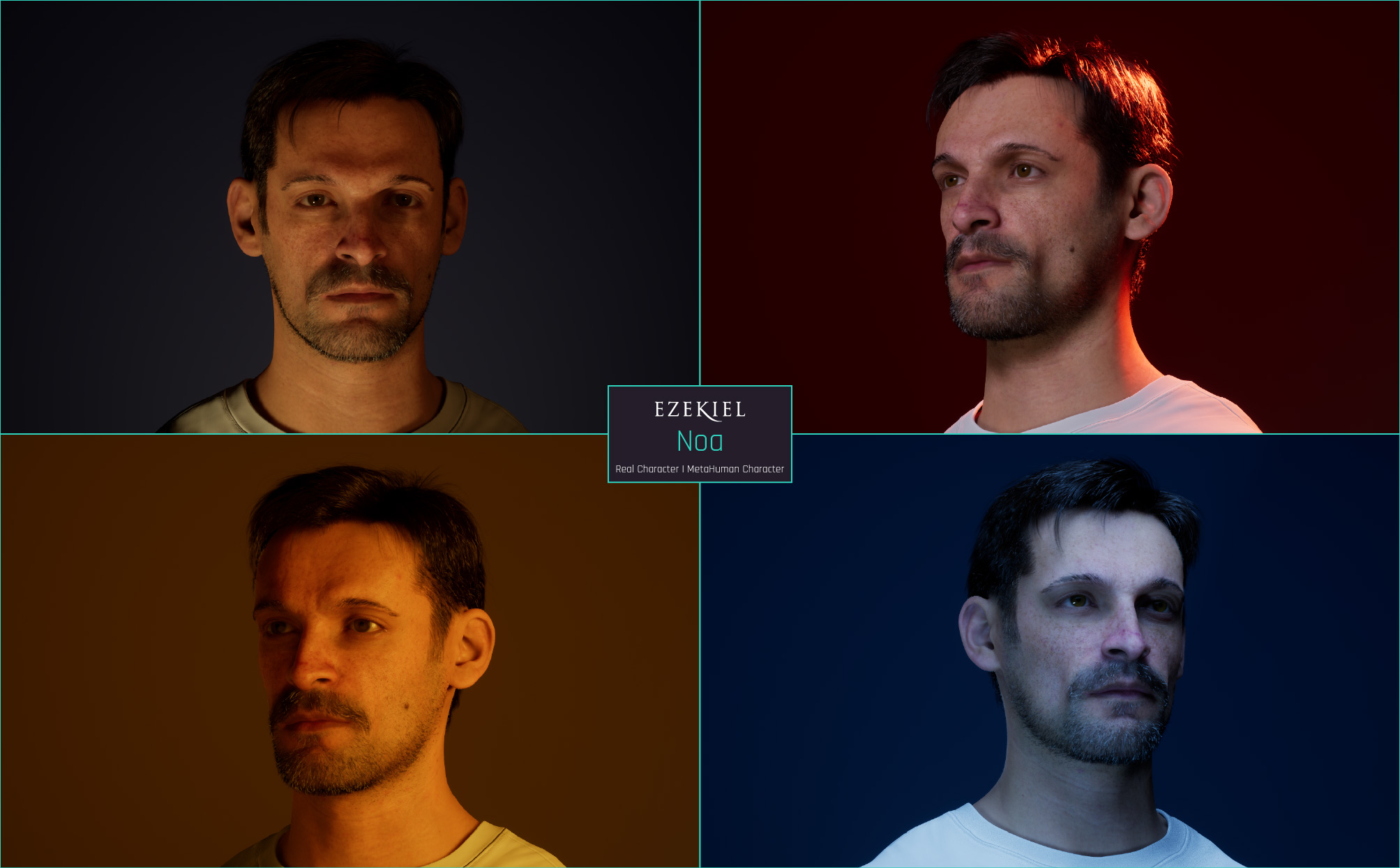 Ezekiel concept art - Noa MetaHuman in-engine character render